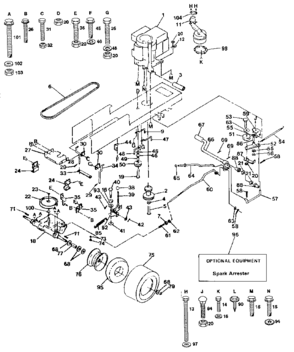 Drive Diagram and Parts List for 917259270  Craftsman Lawn Tractor