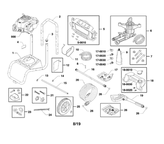 Main Unit Diagram and Parts List for CMXGWAS020733  Craftsman Pressure Washer