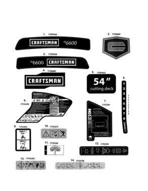 Decals Diagram and Parts List for 247204190  Craftsman Engine