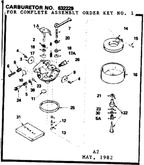 Replacement Parts Diagram and Parts List for 143632229  Craftsman Lawn Mower