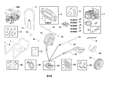 Main Unit Diagram and Parts List for CMXGWAS021024  Craftsman Pressure Washer