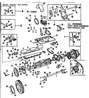 Reel Assembly Diagram and Parts List for 53681984  Craftsman Lawn Mower