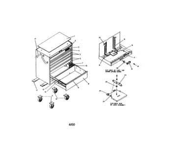 36" 7 Drawer Mobile Tool Cart Diagram and Parts List for 706655640  Craftsman Tool Stand & Cart