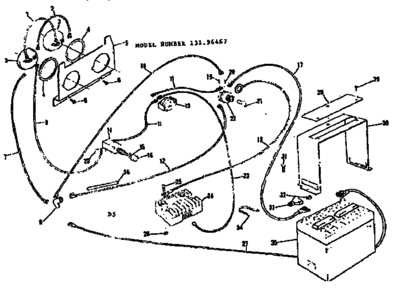 Electrical System Diagram and Parts List for 13196467  Craftsman Lawn Mower