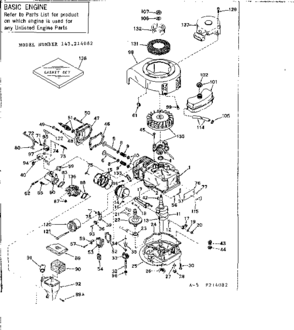Basic Engine Diagram and Parts List for 143214082  Craftsman Engine