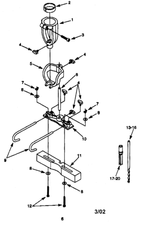 Mortising Chisel Kit Diagram and Parts List for 351264270  Craftsman Mortiser
