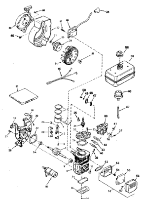 Engine Diagram and Parts List for 200653111  Craftsman Engine
