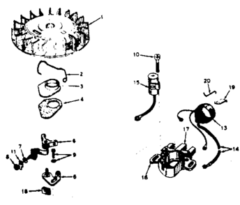 Magneto Diagram and Parts List for 580323021  Craftsman Engine