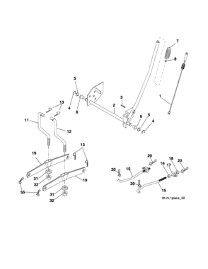 Mower Lift Diagram and Parts List for 917254690  Craftsman Lawn Tractor