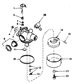 Carburetor No. 632389 Diagram and Parts List for 143384462  Craftsman Engine