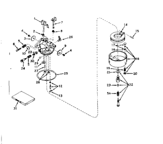 Carburetor No. 631262 Diagram and Parts List for 143175022  Craftsman Engine