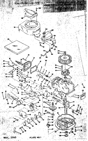 Basic Engine Diagram and Parts List for 14375250  Craftsman Lawn Mower