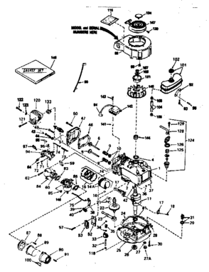 Basic Engine Diagram and Parts List for 143385042  Craftsman Engine