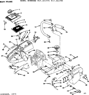 Main Frame Diagram and Parts List for 917351771  Craftsman Chainsaw