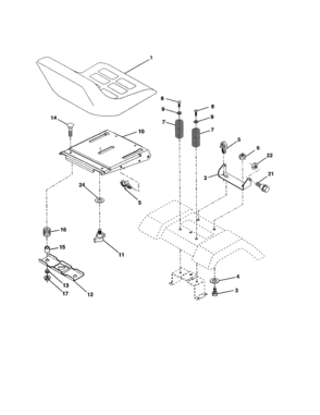 Seat Assembly Diagram and Parts List for 917277240  Craftsman Lawn Tractor