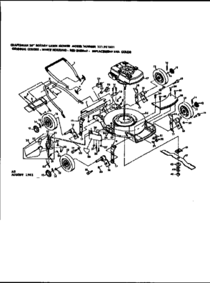 Replacement Parts Diagram and Parts List for 131921501  Craftsman Lawn Mower