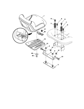 Part Location Diagram of 197516 Craftsman Lawn tractor seat
