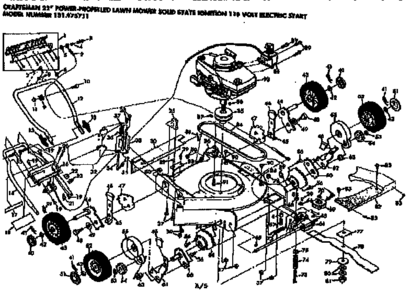 Mower Deck Diagram and Parts List for 131975711  Craftsman Lawn Mower