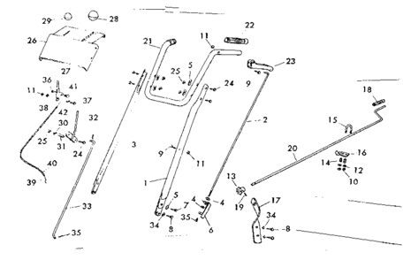 Handle Assembly Diagram and Parts List for 53682231  Craftsman Snow Blower