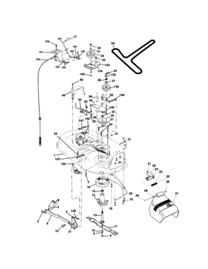 Mower Deck Diagram and Parts List for 917271552  Craftsman Lawn Tractor