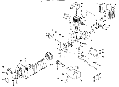 Crankcase Diagram and Parts List for 636796242  Craftsman Trimmer
