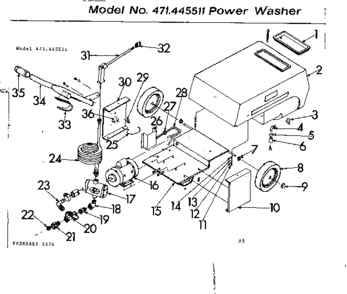 Tank And Motor Diagram and Parts List for 471445511  Craftsman Pressure Washer