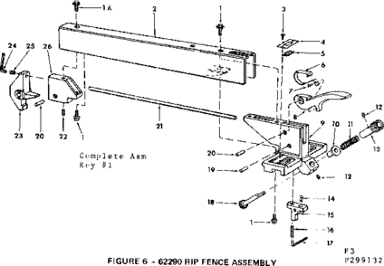 Part Location Diagram of 62290 Craftsman Fence Assembly, Rip-See Prts Brkdwn