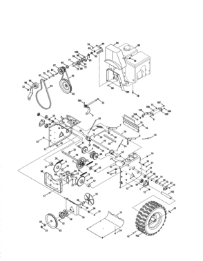 Wheels/engine/pulleys Diagram and Parts List for 247888780  Craftsman Snow Blower
