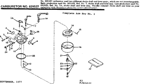 Replacement Parts Diagram and Parts List for 143607022  Craftsman Engine