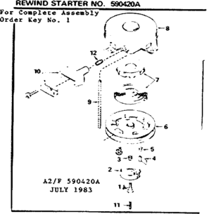 Rewind Starter Diagram and Parts List for 143756012  Craftsman Engine