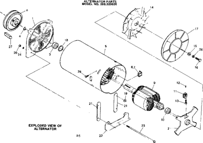 Alternatorparts Diagram and Parts List for 580320630  Craftsman Engine