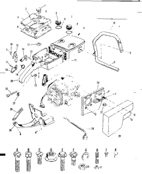 Main Frame Diagram and Parts List for 917351240  Craftsman Chainsaw