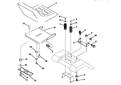 Seat Assembly Diagram and Parts List for 917258500  Craftsman Lawn Tractor