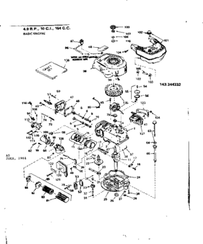 Replacement Parts Diagram and Parts List for 143344332  Craftsman Engine