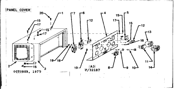 Control Panel Cover Diagram and Parts List for 58032187  Craftsman Engine