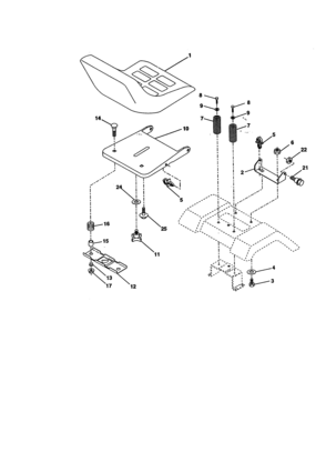 Seat Assembly Diagram and Parts List for 917270512  Craftsman Lawn Tractor