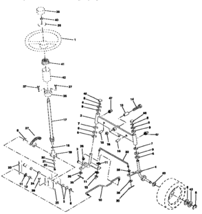 Steering Assembly Diagram and Parts List for 917257632  Craftsman Lawn Tractor
