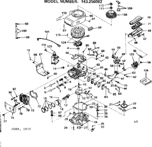 Replacement Parts Diagram and Parts List for 143256062  Craftsman Engine