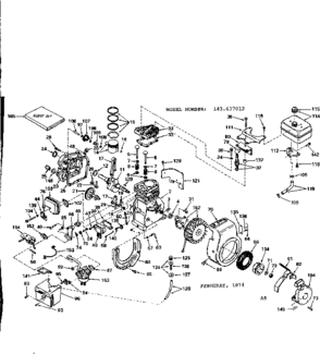 Engine Diagram and Parts List for 143637012  Craftsman Engine