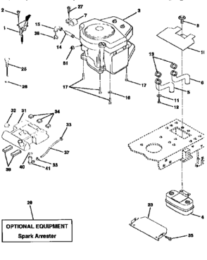 Engine Diagram and Parts List for 917256661  Craftsman Lawn Tractor