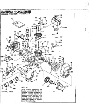 Replacement Parts Diagram and Parts List for 143654272  Craftsman Engine