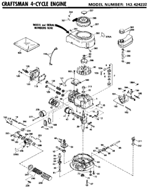 Replacement Parts Diagram and Parts List for 143424232  Craftsman Engine