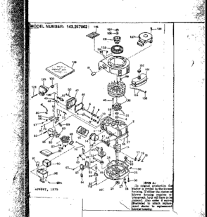 Replacement Parts Diagram and Parts List for 143257062  Craftsman Engine