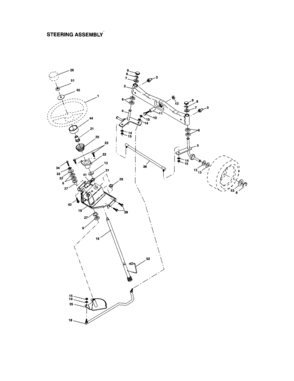 Steering Assembly Diagram and Parts List for 917276013  Craftsman Lawn Tractor
