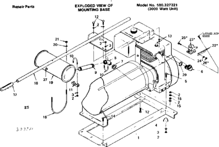 Mounting Base 327321 Diagram and Parts List for 580327311  Craftsman Engine