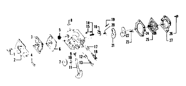 Carburetor Assembly Diagram and Parts List for 358796210  Craftsman Trimmer