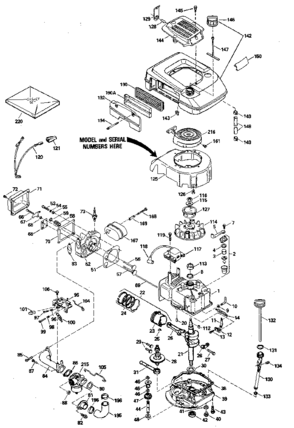 Replacement Parts Diagram and Parts List for 143394202  Craftsman Engine