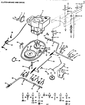 Clutch-brake And Drive Diagram and Parts List for 917255270  Craftsman Lawn Tractor