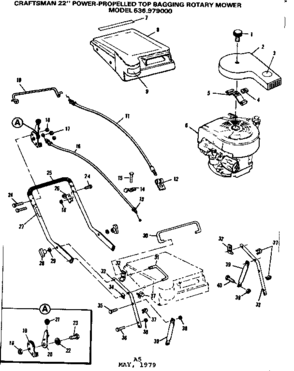 Engine Diagram and Parts List for 536979000  Craftsman Lawn Mower