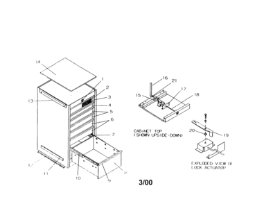 7 Drawer Side Cabinet Diagram and Parts List for 706655165  Craftsman Tool Stand & Cart
